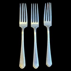 3 Vtg 1900- 1940 Gorman EP pat. 1923 SILVER Electroplated Heavy Dinner Forks